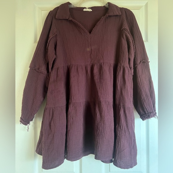 easel Dresses & Skirts - super cute brown-purple ruffle tiered dress